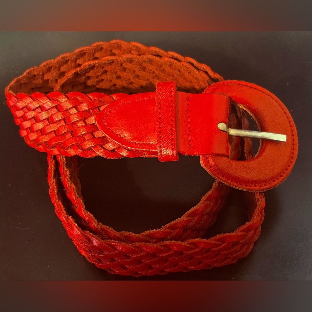 Vintage Capezio Red Braided Leather Belt;Size:M/L - Picture 2 of 9